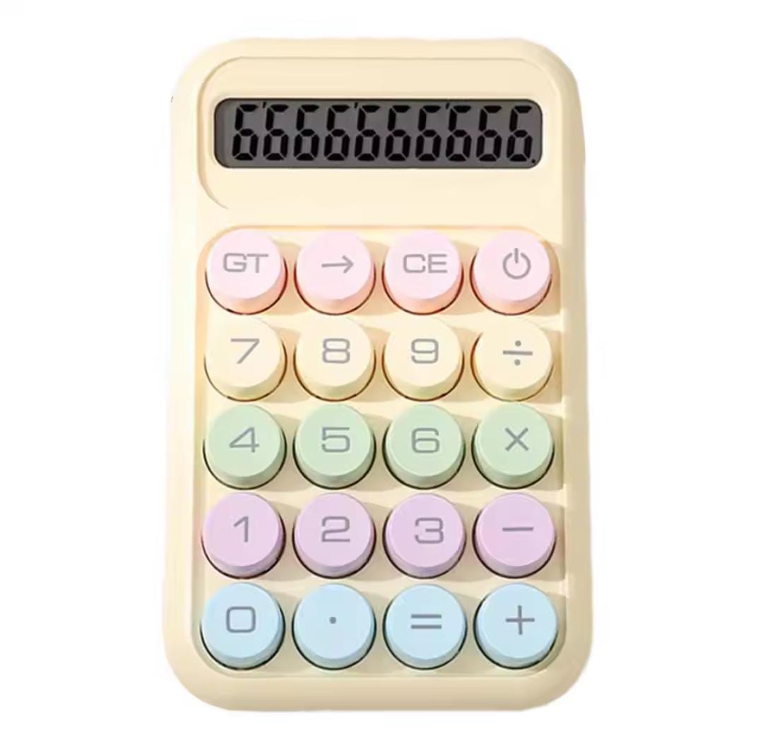 Cute calculator for students with pastel color buttons and clear LCD display by Clarify.pk