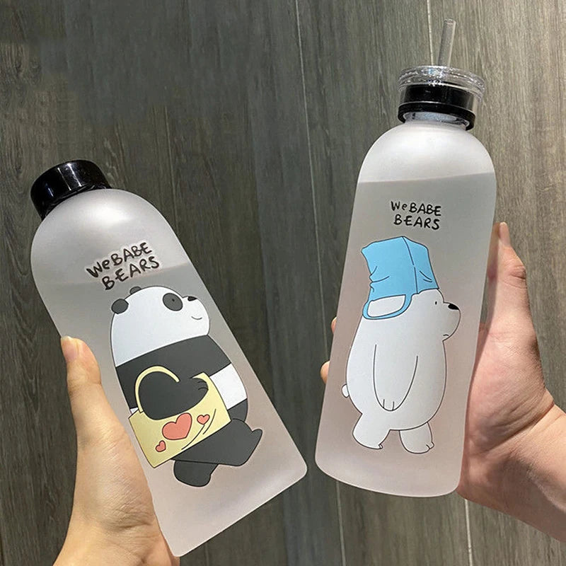 Cute Cartoon Drinkware featuring two frosted bottles with adorable bear designs from Clarify.pk
