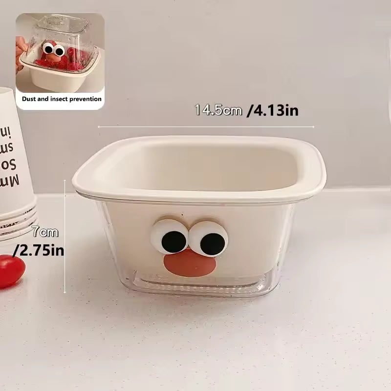Cute fruit drain basket with playful eyes design for dust and insect prevention