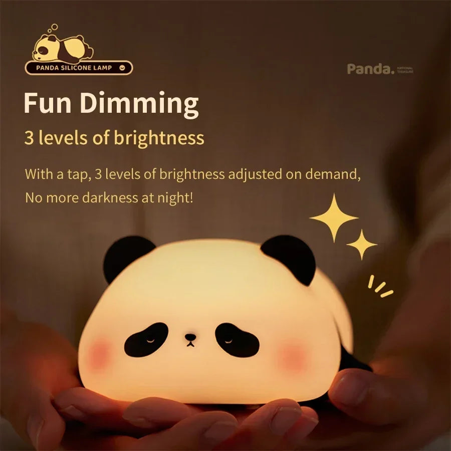 Cute panda desk lamp with fun dimming and 3 brightness levels made of silicone