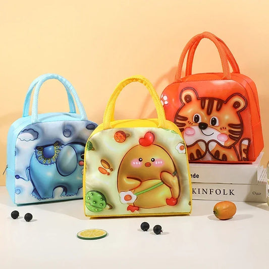 Clarify.pk kids lunch bags featuring a cute thermal bag for food with colorful animal designs