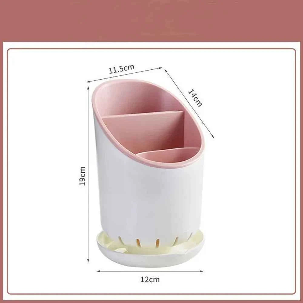 Stylish cutlery holder drying rack with multiple compartments for organized kitchen storage
