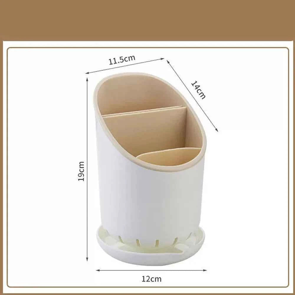 Stylish cutlery holder drying rack in white with two compartments for organized kitchen storage