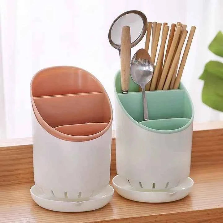 Modern cutlery holder drying rack with multiple compartments for organized kitchen utensils