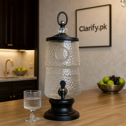 3L Patterned Glass Beverage Dispenser with 6 Cups