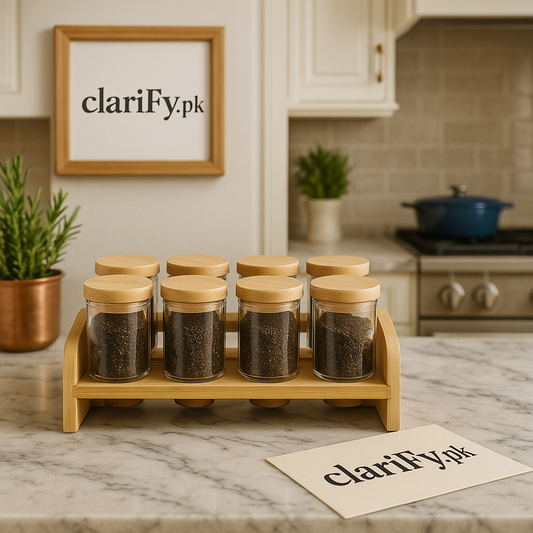 Luxury 8 Glass Jar Set with Stand – Kitchen Organizer
