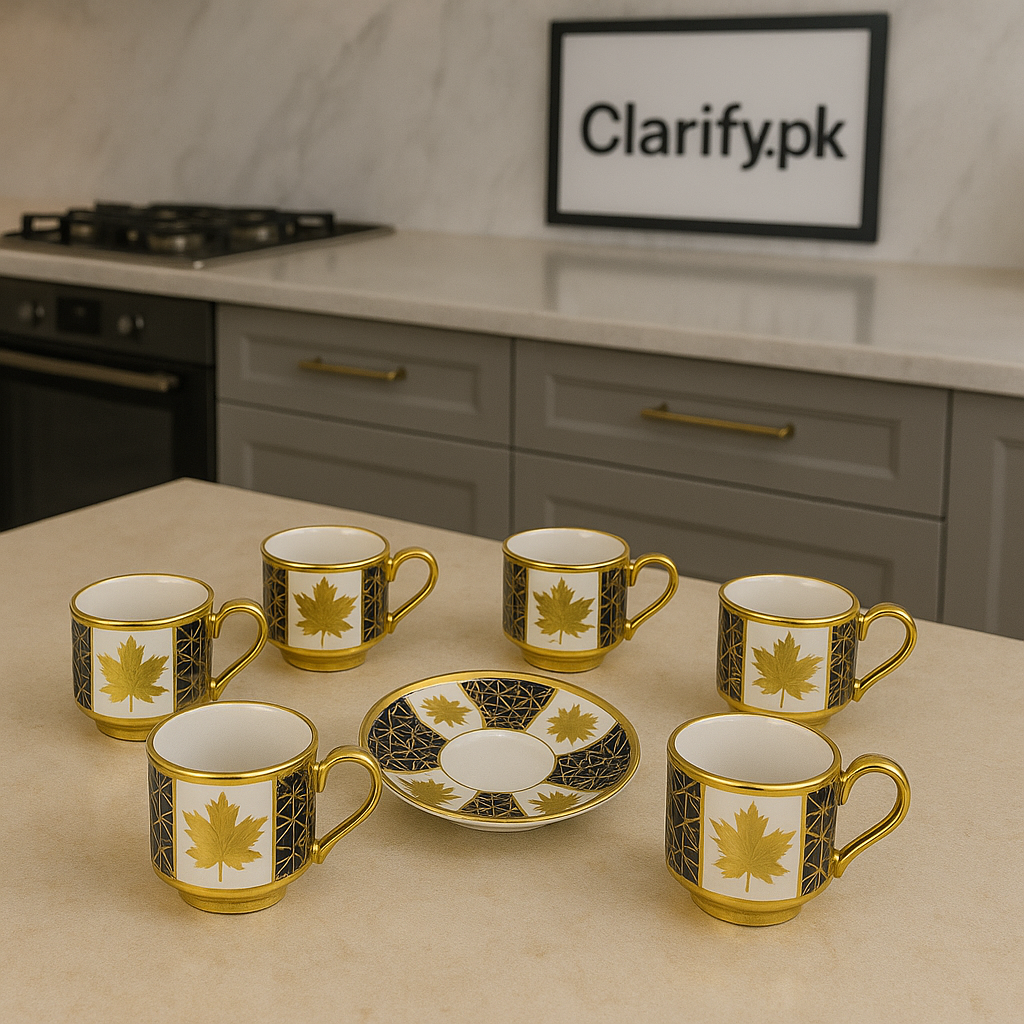 Golden 6pcs Cup & Saucer Set – Luxury Tea & Coffee Set