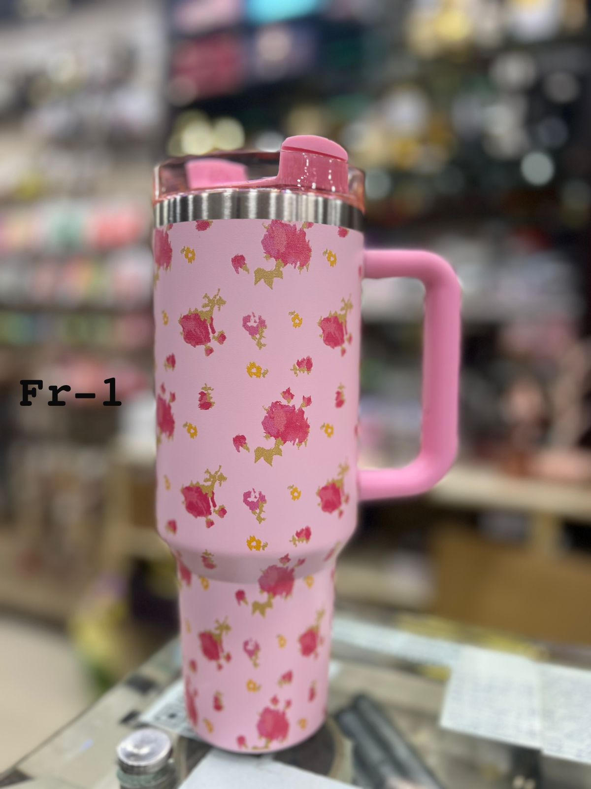 Premium Pink Floral 40oz Tumbler With Handle – 1200ml