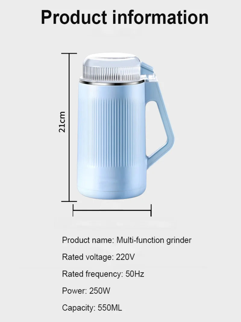 Clarify.pk electric food supplement grinder multi-function blue 550ML capacity with handle