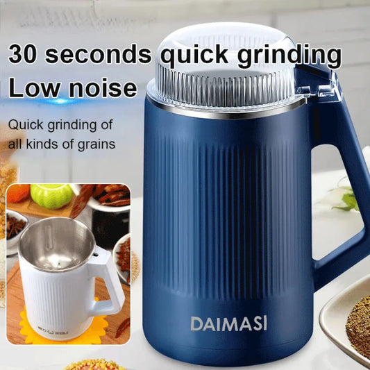 Clarify pk DAIMASI electric food supplement grinder in blue for quick low noise grinding of grains