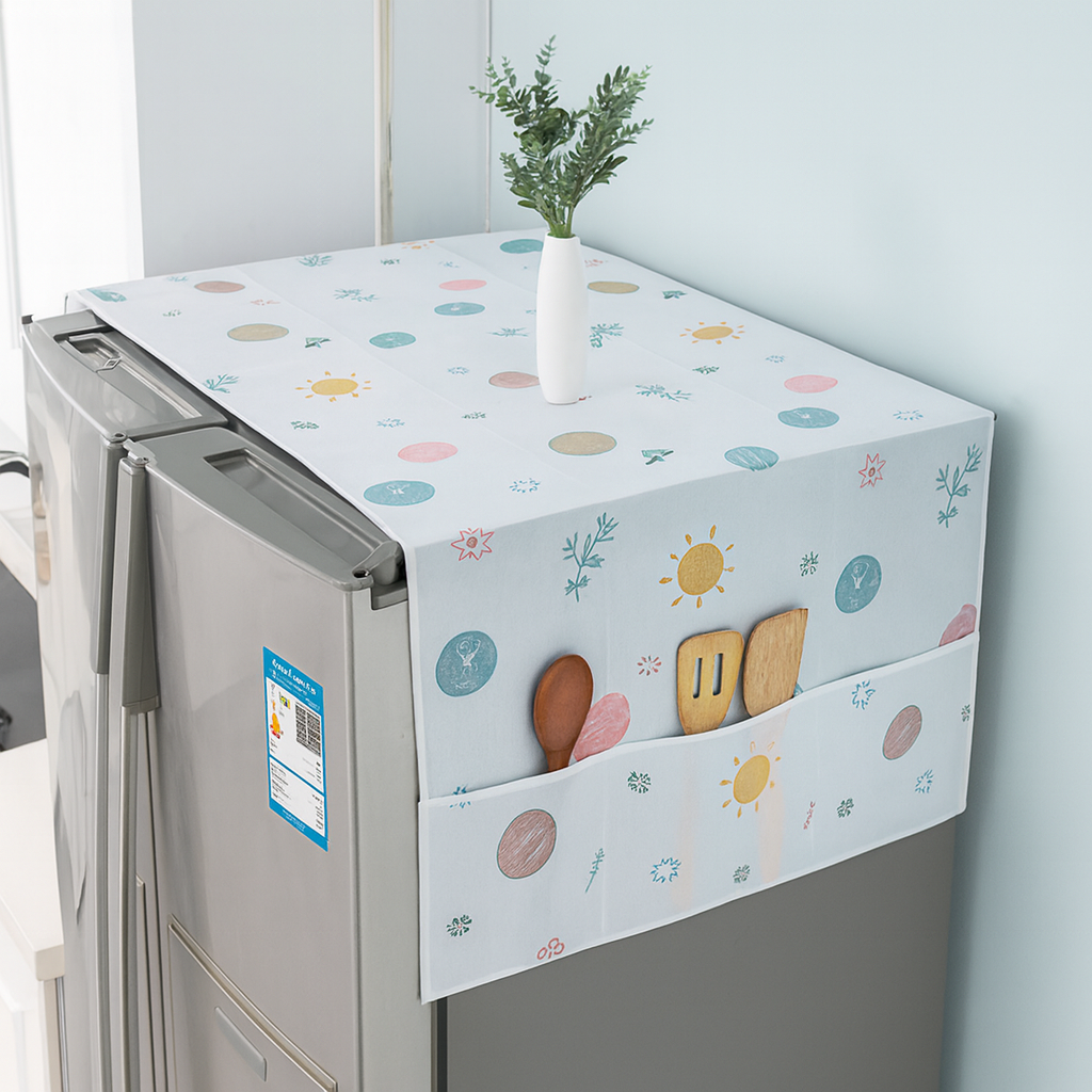 Fridge Cover – Dustproof Refrigerator Top Cover with Side Pockets