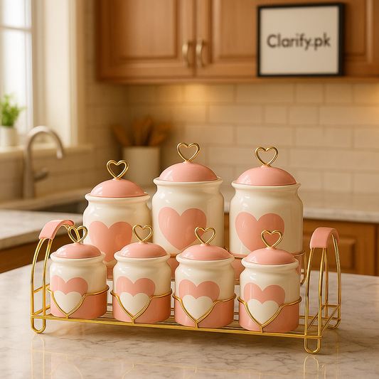 Premium Set of 7 Lovely Airtight Jars – Kitchen Storage Containers