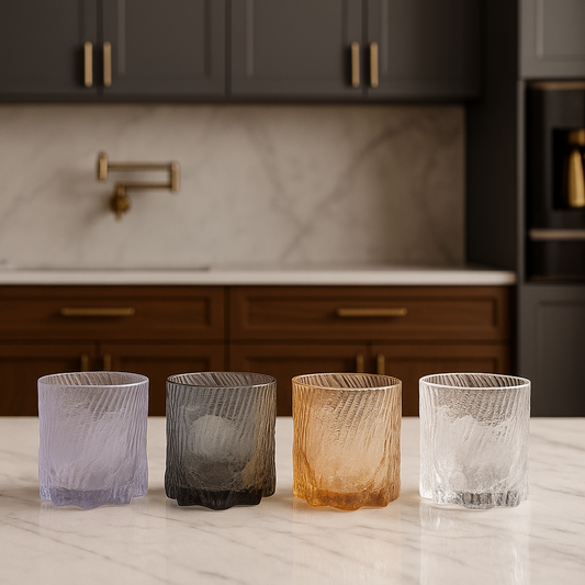 Elegant Frosted Glasses - Set of 4 Modern Colors