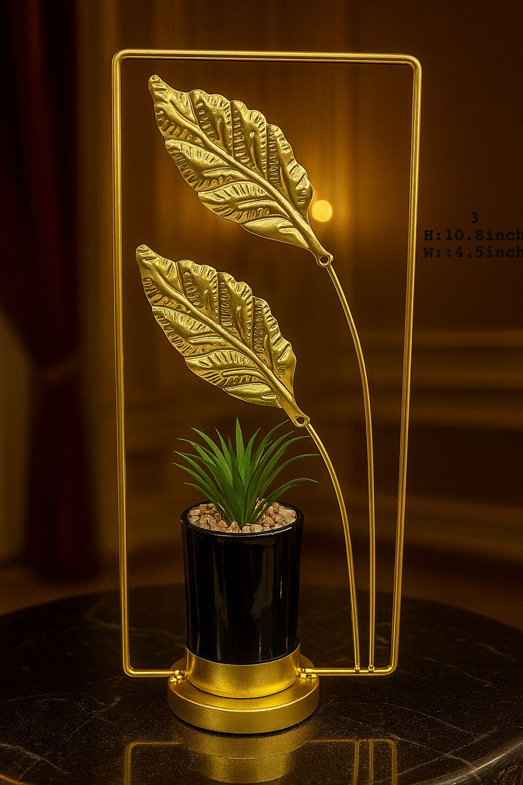 Golden Leaf Metal Plant Pot - Luxury Home Decoration