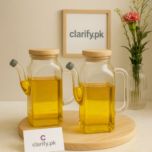 Modern Glass Oil Jug with Auto Lid – Stylish Oil Dispenser