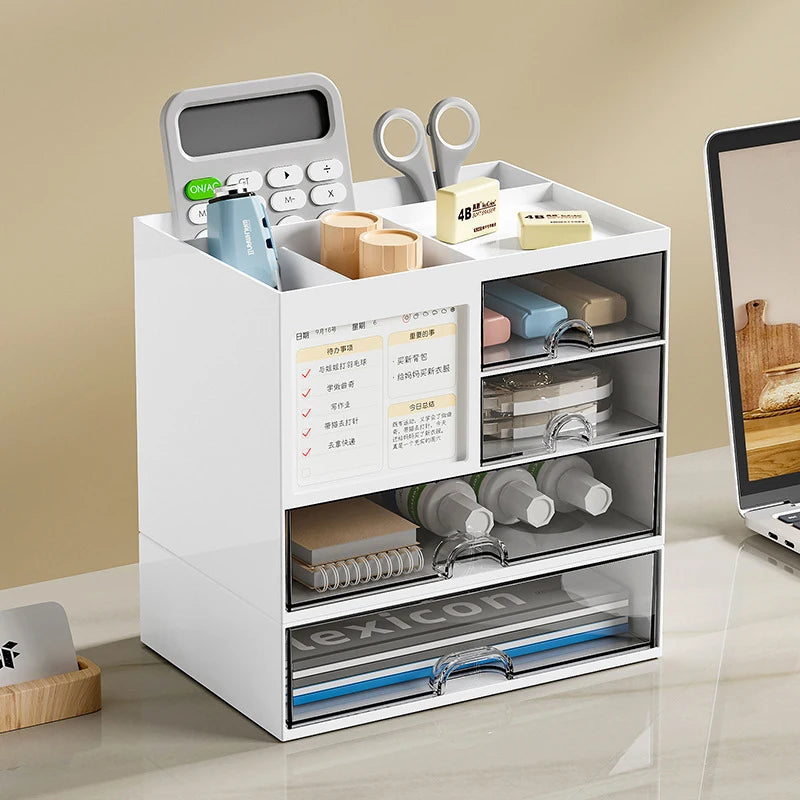 Clarify.pk desktop drawer storage box with multiple compartments holding office supplies and stationery