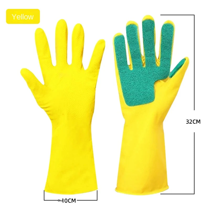 Clarify.pk yellow dishwashing gloves with sponge for effective cleaning and durability