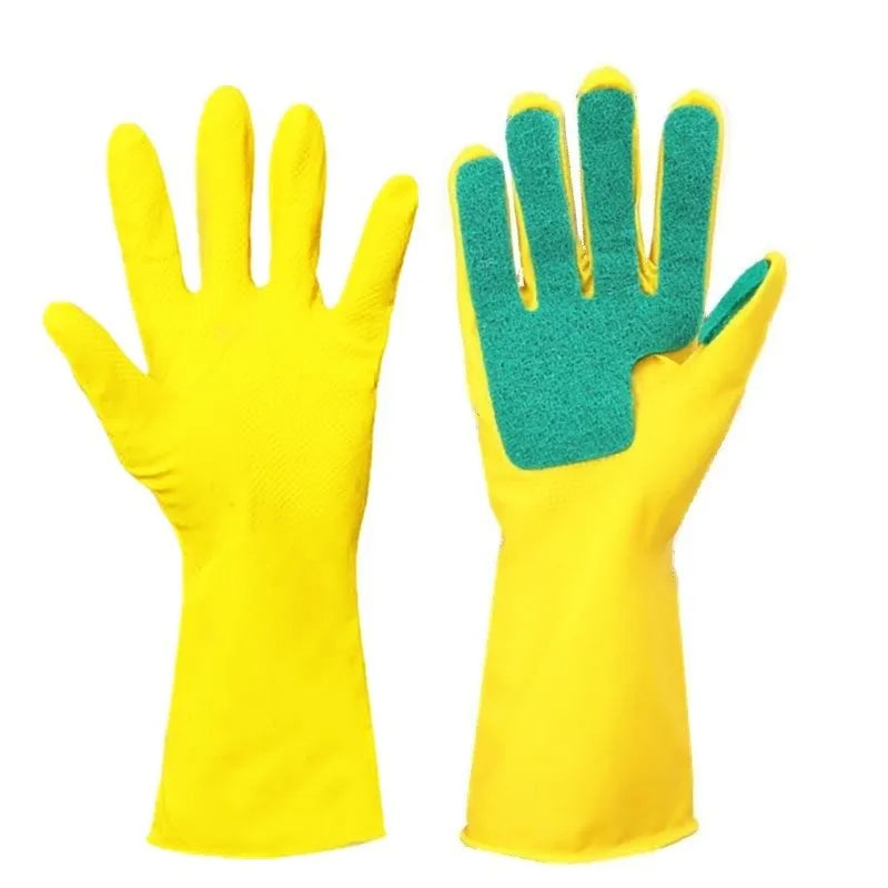 Clarify.pk yellow dishwashing gloves with sponge side for easy cleaning and grip