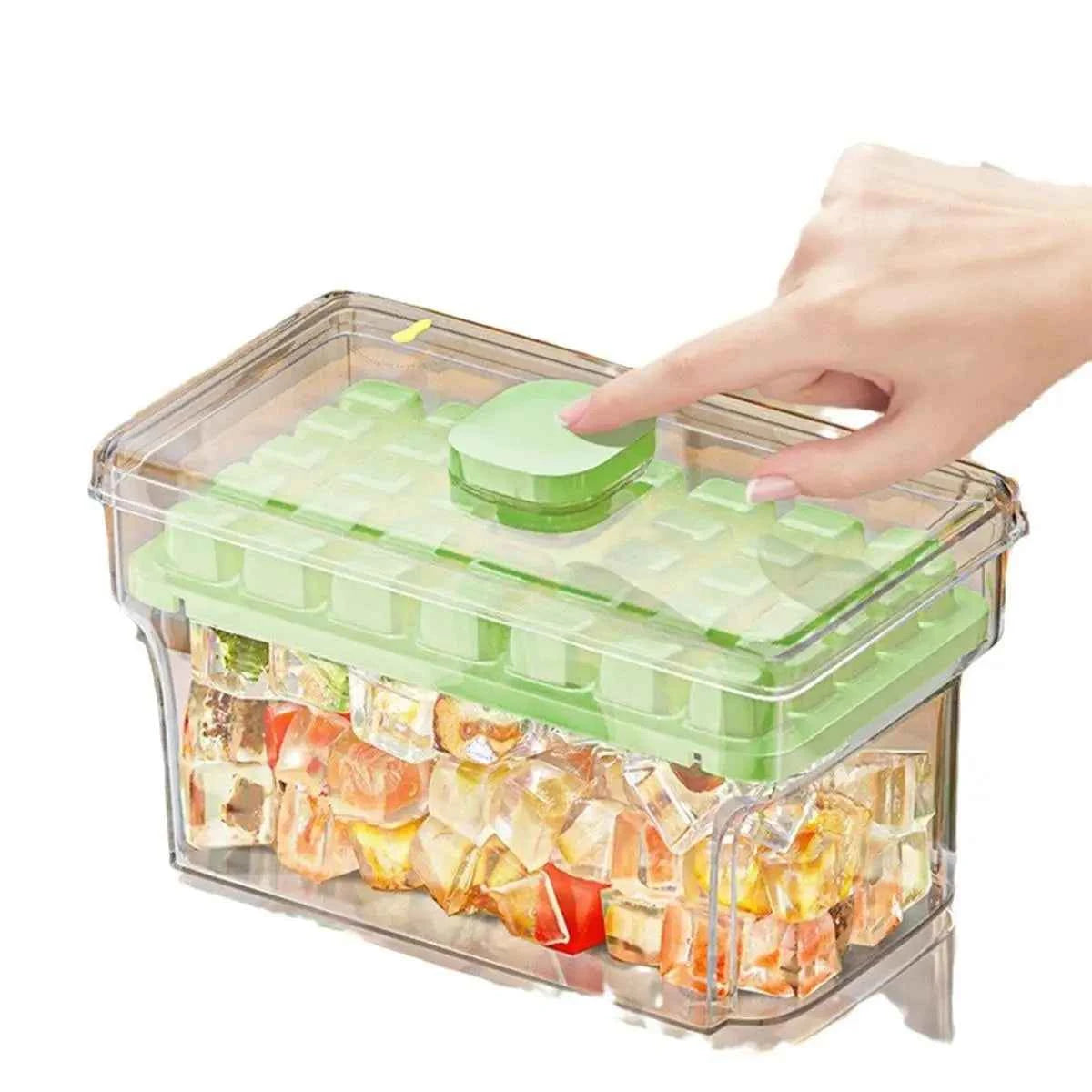Double layer ice cube mold with a lid for easy ice removal and storage, perfect for beverages