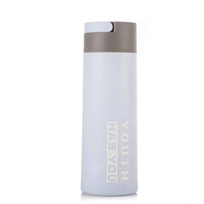 Stylish double layer plastic glass cup with a secure lid, ideal for hot and cold beverages
