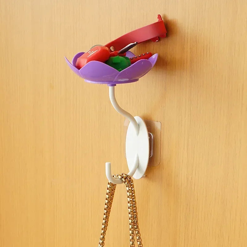 Clarify.pk wall-mounted double layer soap box shelf in purple with hook holding small items and accessories