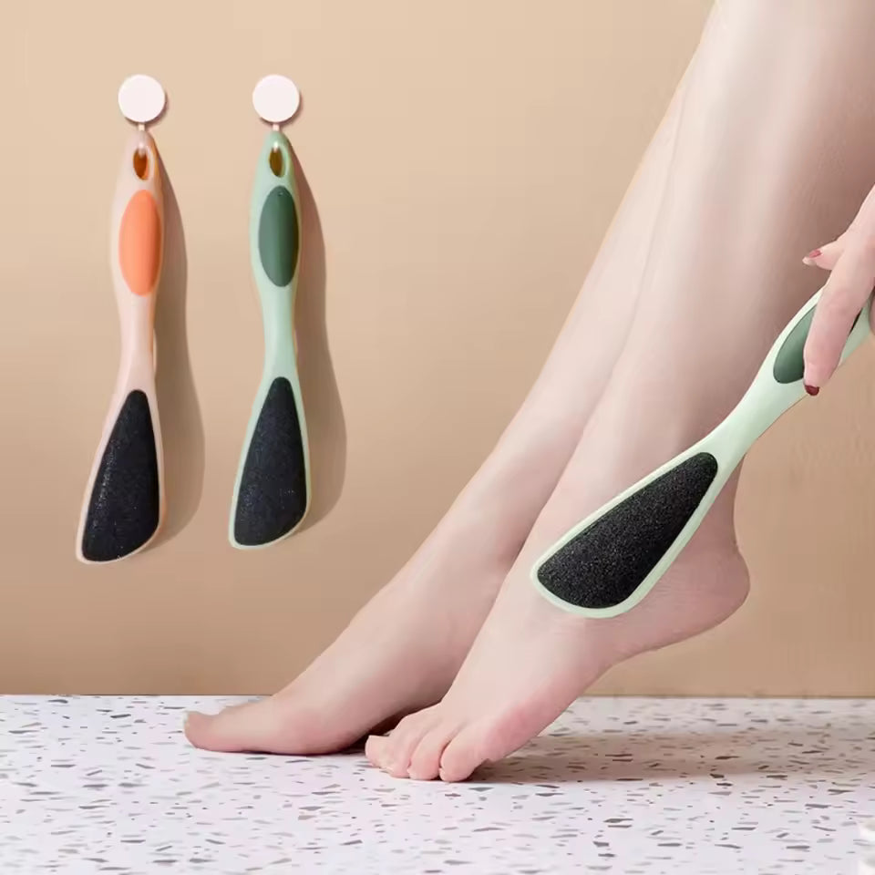 Clarify.pk double sided foot file for callus removal with ergonomic handle in green and beige colors