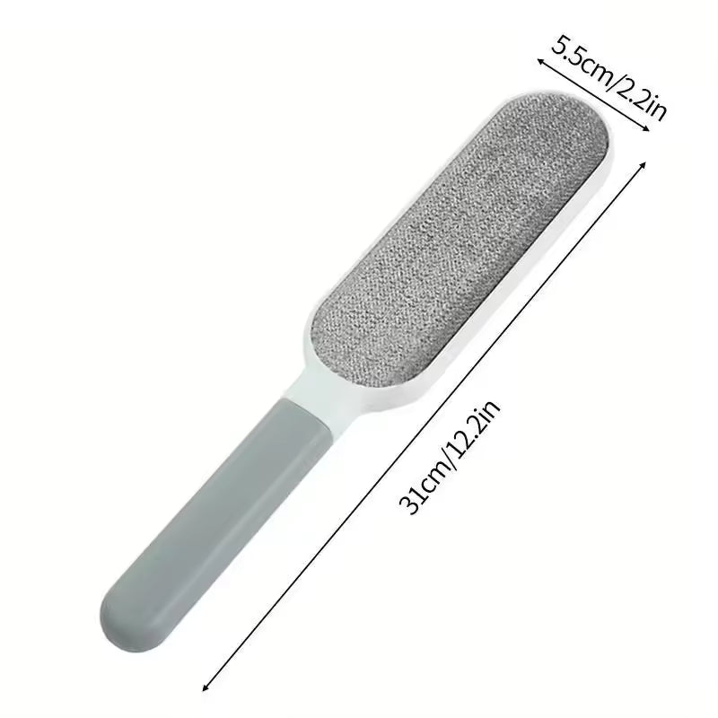 Clarify.pk double sided pet hair remover brush with gray handle and fabric surface for cleaning pet hair