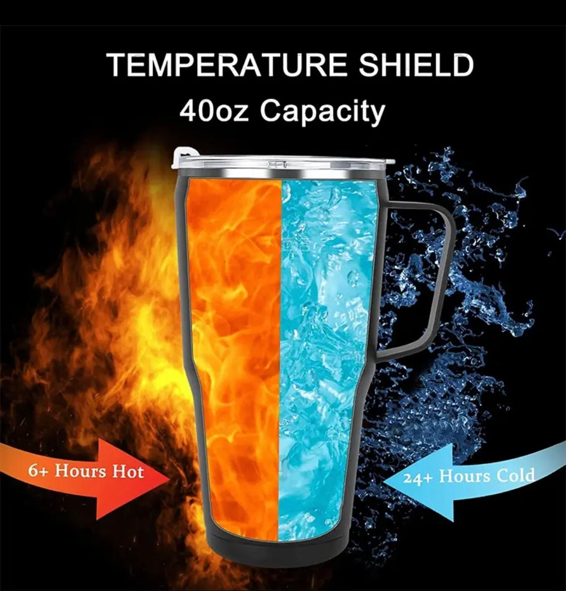 Clarify.pk double wall vacuum tumbler with 40oz capacity keeps drinks hot for 6+ hours and cold for 24+ hours