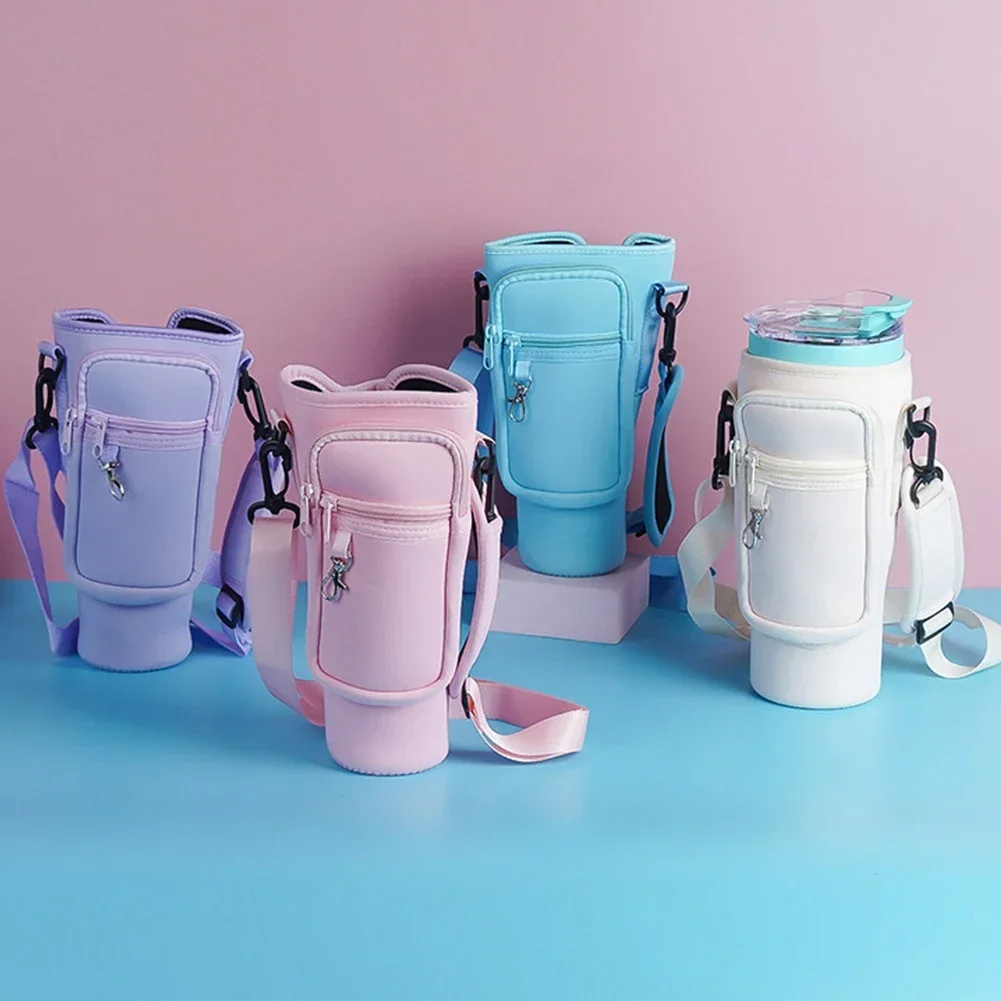 40oz Water Bottle Carrier Bag – Fits Stanley Quencher with Strap (Random Color)