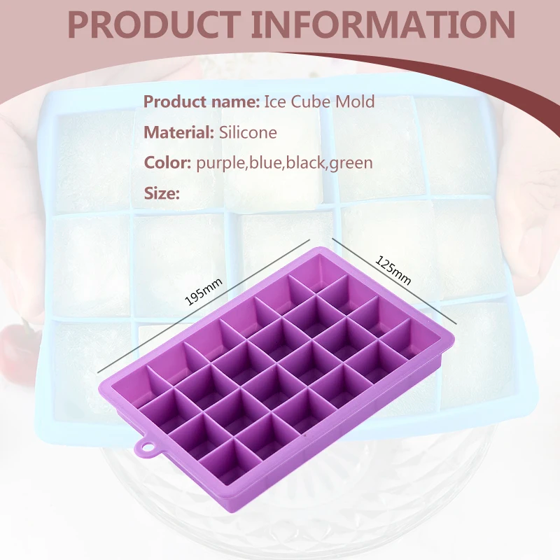 24 Grids Silicone Ice Cube Tray with Lid – Ice Mold for Drinks & Cocktails