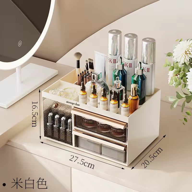 Clarify.pk drawer style makeup organizer with multiple compartments for cosmetics and brushes