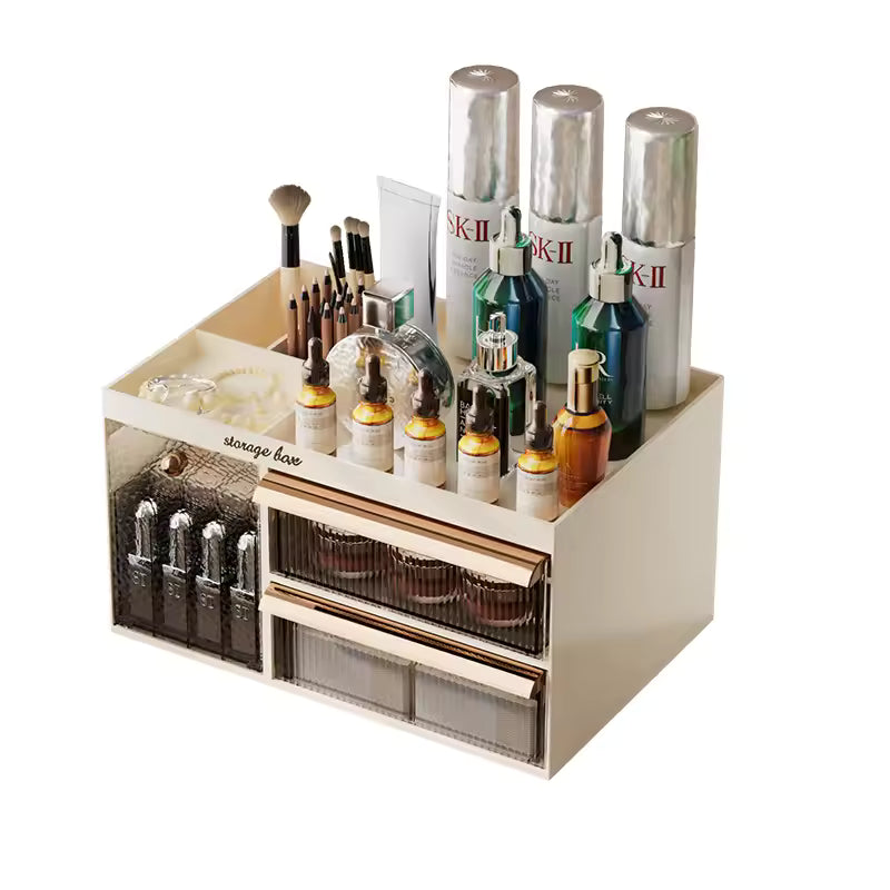 Clarify.pk drawer style makeup organizer with multiple compartments and two transparent drawers
