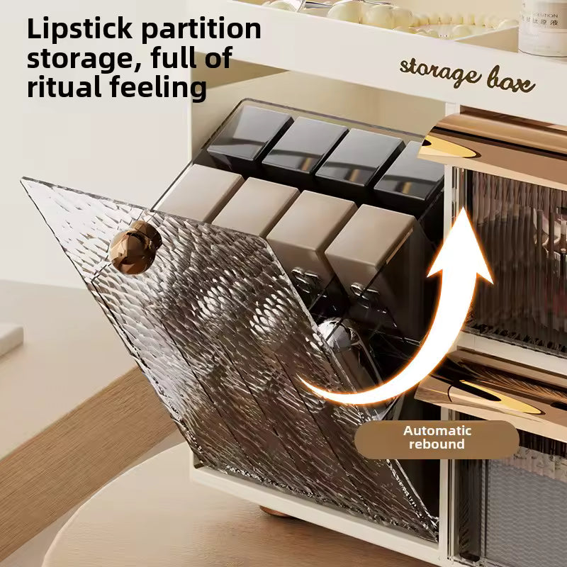 Drawer style makeup organizer by Clarify.pk with lipstick partition storage and automatic rebound feature