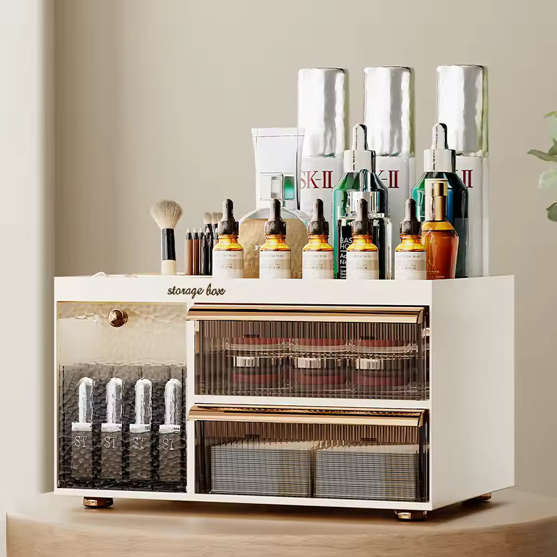 Clarify.pk drawer style makeup organizer with transparent drawers and storage space for skincare and beauty products