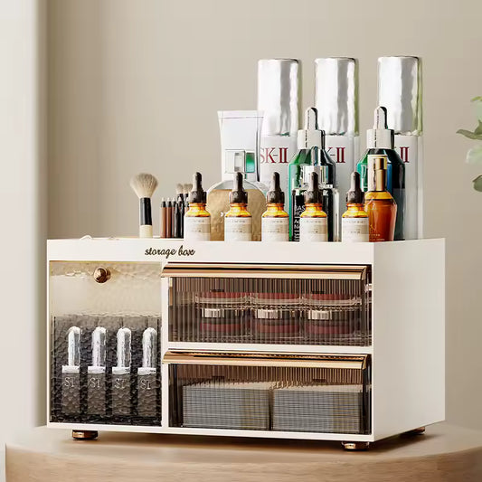 Clarify.pk drawer style makeup organizer with transparent drawers and storage space for skincare and beauty products