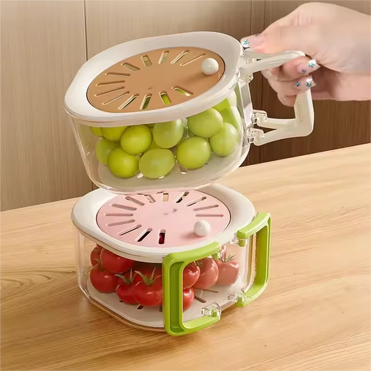 Clarify.pk dust-proof fruit drainer basket with stacked design holds grapes and cherry tomatoes