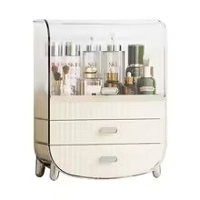Clarify.pk dust proof makeup organizer cosmetics storage box with clear top and two drawers
