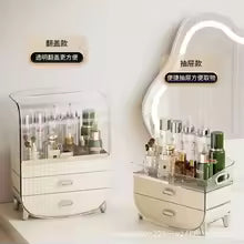 Clarify.pk dust proof makeup organizer with transparent cover and multiple drawers for cosmetic storage