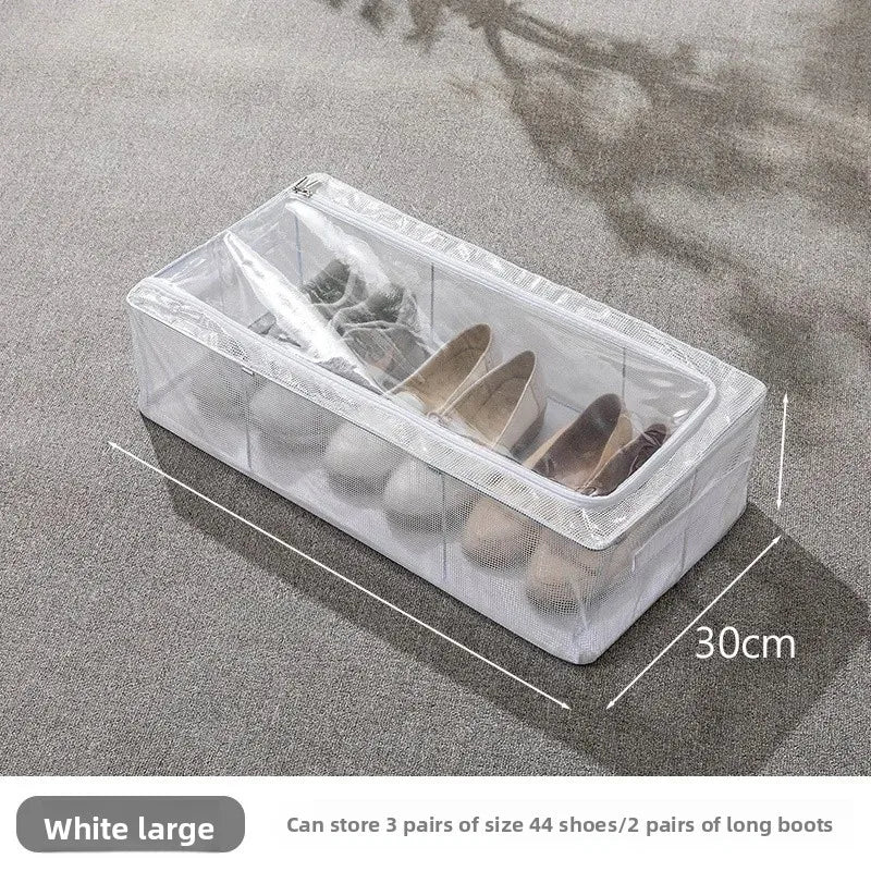 Clarify.pk dustproof shoe organizer for under bed in white large size holding three pairs of shoes