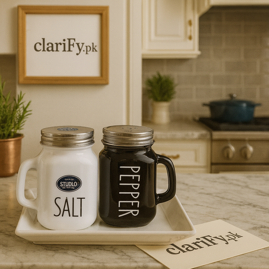 Black & White Salt & Pepper Shaker Set – 2pcs Glass