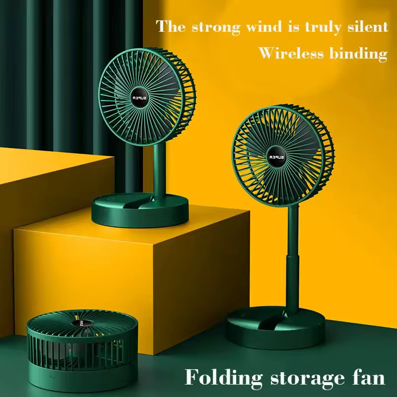 Clarify.pk mini foldable fan for dormitory in green with wireless and silent strong wind features