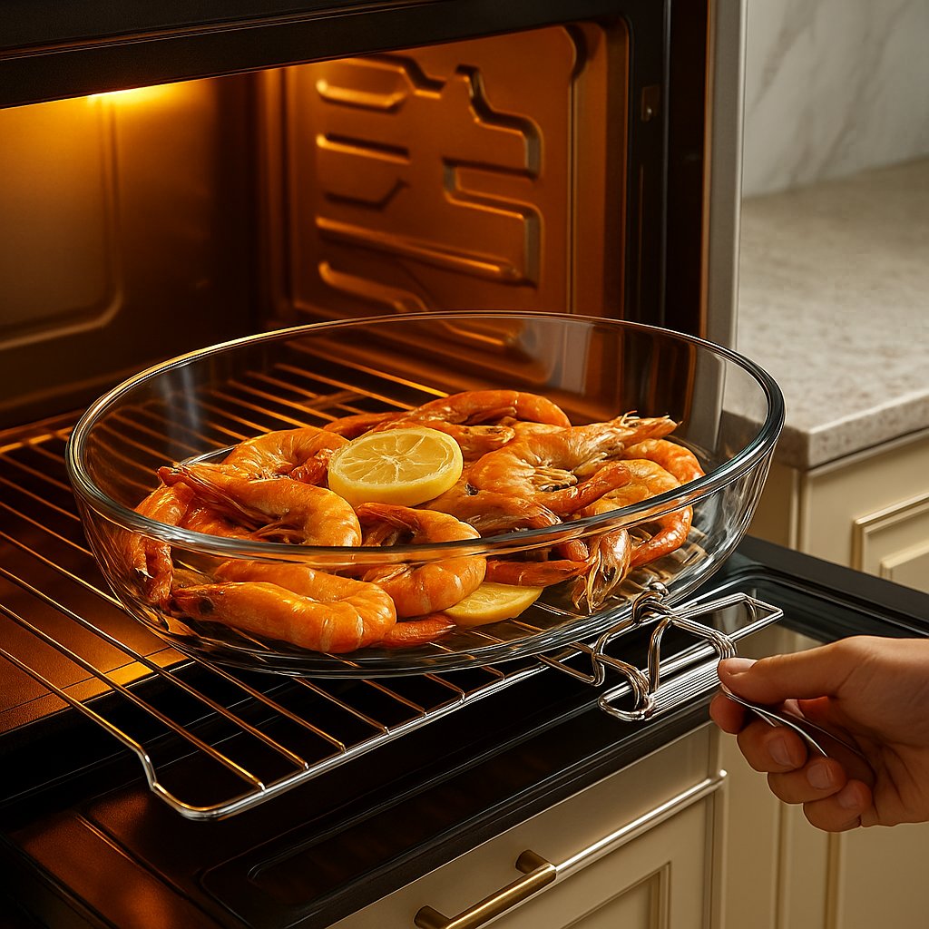 Circular Toughened Glass Baking Dish – Oven Safe up to 450°C