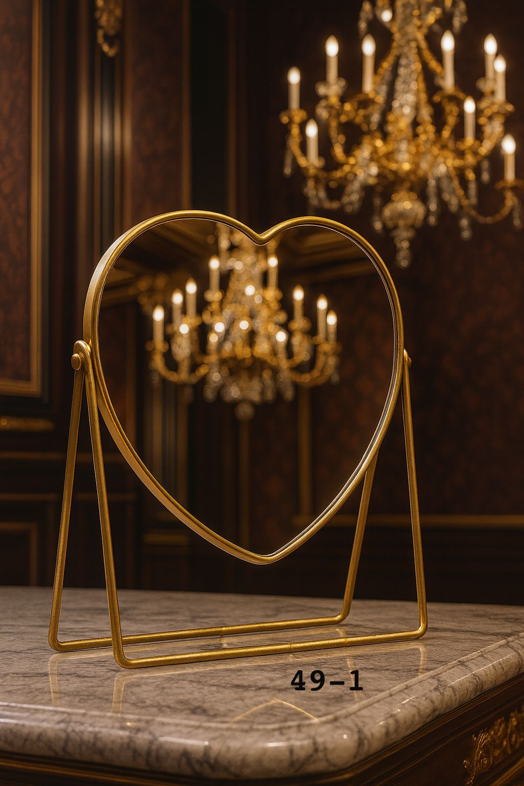 Metal Heart Mirror – Elegant Decorative Table Mirror