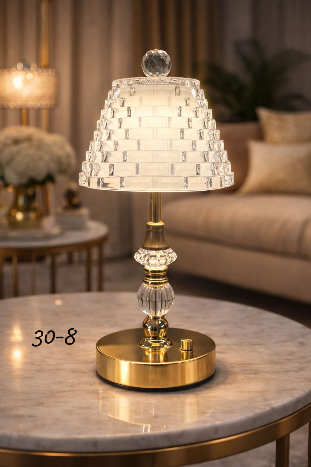 Luxury LED Crystal Bell Electric Lamp - Modern Tiered Glass Table Light with Gold Base - Trenducts.pk