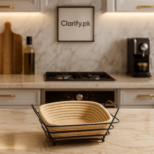 Modern Square Roti Serving Basket – Heat-Resistant Rope & Metal Frame
