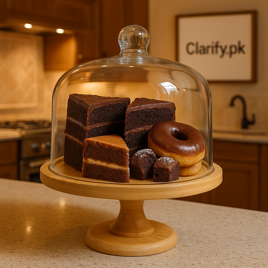 Luxury Wooden Cake Stand With Glass Dome – Premium Serving Display