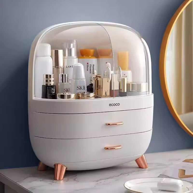 Clarify.pk dustproof waterproof makeup organizer with clear cover and storage drawers for cosmetics