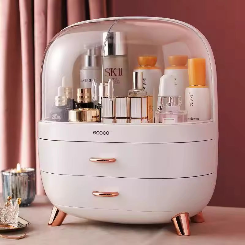 Clarify.pk cosmetic storage box dustproof waterproof makeup organizer with clear cover and drawers
