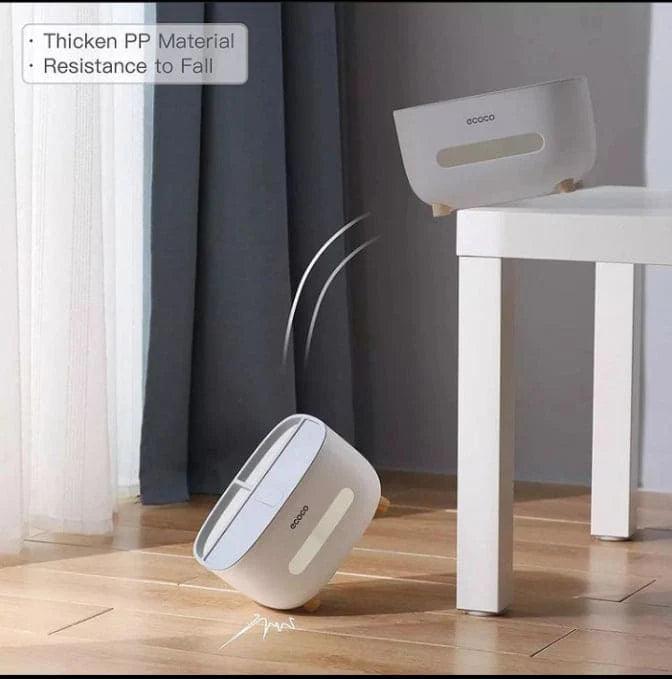 Durable Ecoco tissue box holder in beige with thickened PP material resisting falls on wooden floor