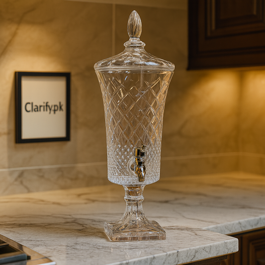 Premium 2L Crystal Beverage Dispenser with Tap – Diamond Pattern
